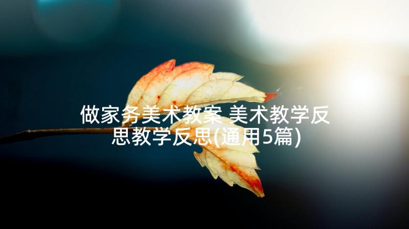 做家务美术教案 美术教学反思教学反思(通用5篇)