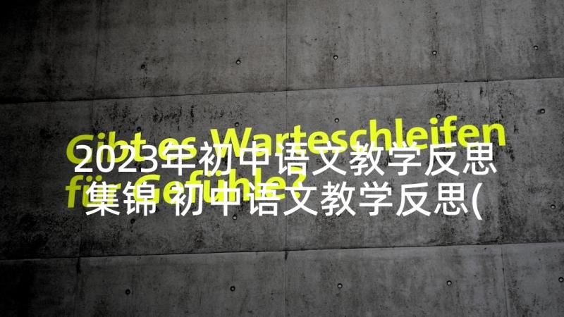 2023年初中语文教学反思集锦 初中语文教学反思(实用7篇)