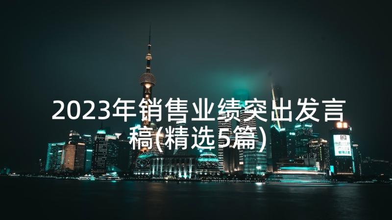 2023年销售业绩突出发言稿(精选5篇)