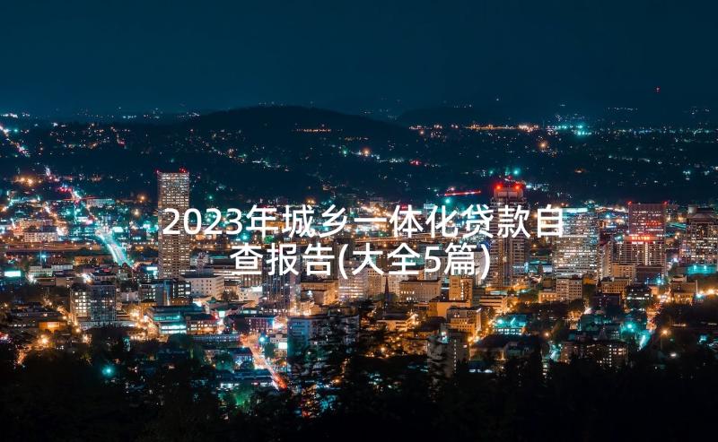 2023年城乡一体化贷款自查报告(大全5篇)