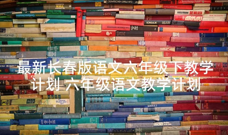 最新长春版语文六年级下教学计划 六年级语文教学计划(大全9篇)