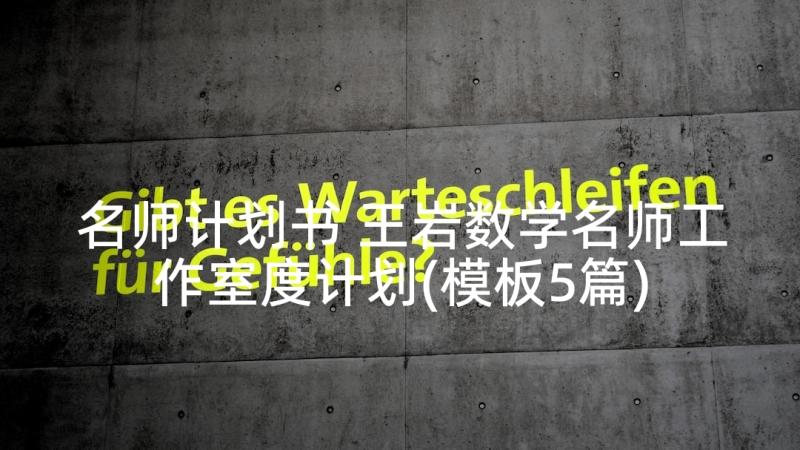 名师计划书 王岩数学名师工作室度计划(模板5篇)