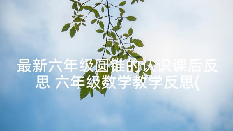 最新六年级圆锥的认识课后反思 六年级数学教学反思(汇总8篇)