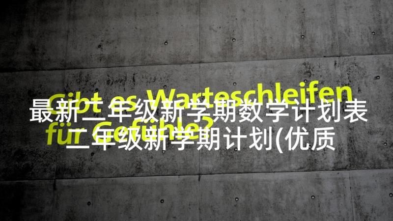 最新二年级新学期数学计划表 二年级新学期计划(优质8篇)