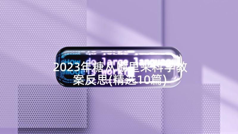 2023年糖从哪里来科学教案反思(精选10篇)