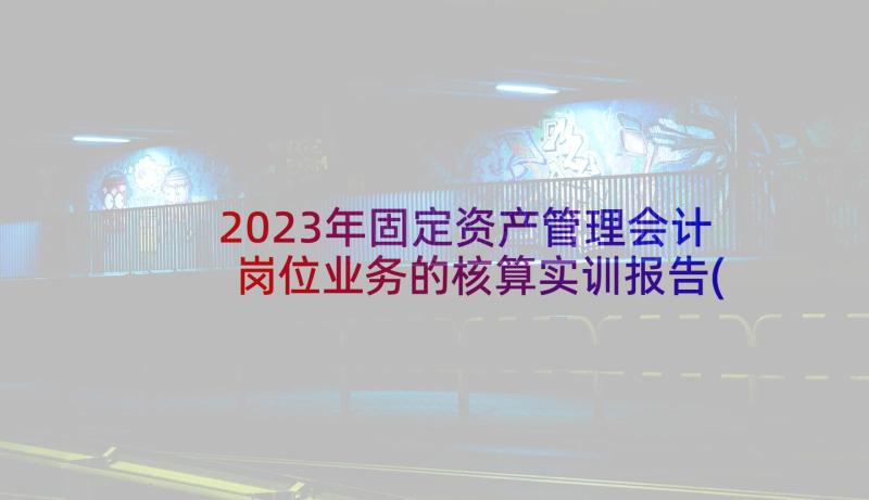 2023年固定资产管理会计岗位业务的核算实训报告(模板7篇)