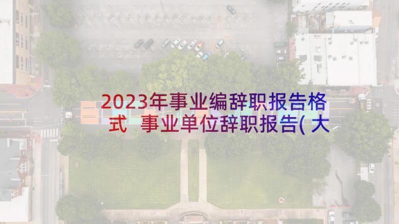 2023年事业编辞职报告格式 事业单位辞职报告(大全6篇)