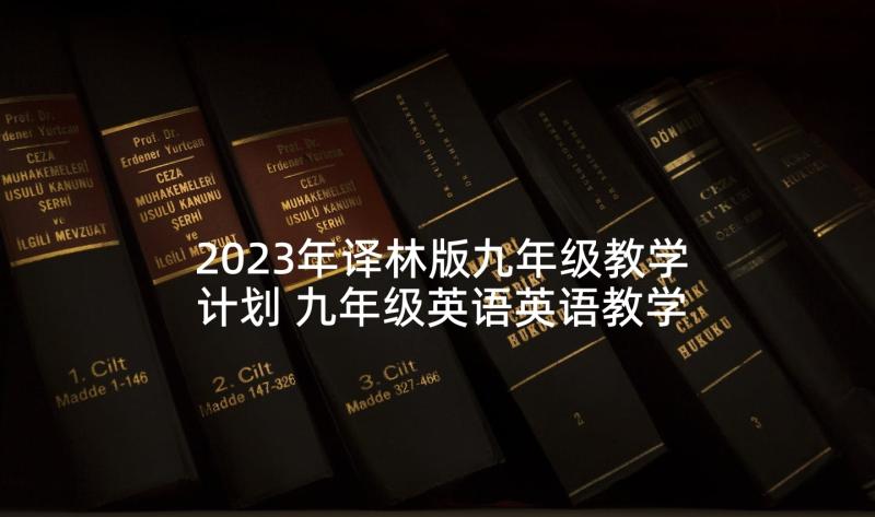 2023年译林版九年级教学计划 九年级英语英语教学计划(实用10篇)