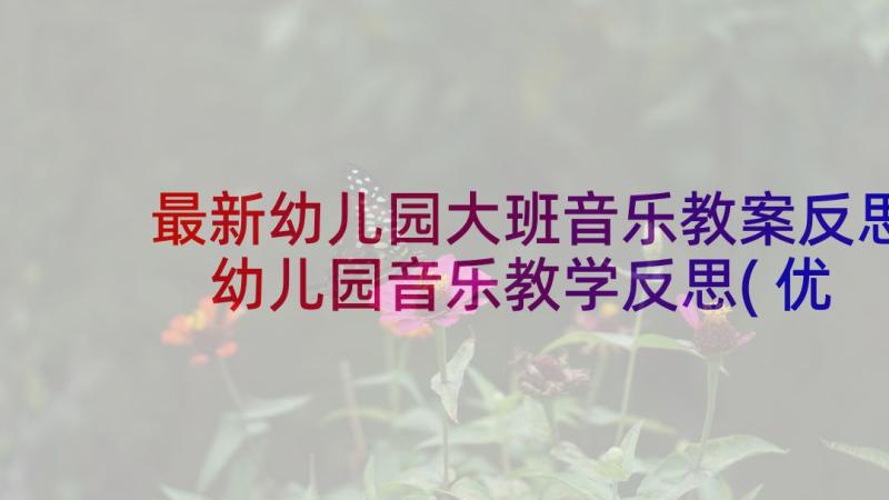 最新幼儿园大班音乐教案反思 幼儿园音乐教学反思(优质10篇)