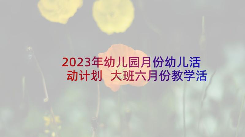 2023年幼儿园月份幼儿活动计划 大班六月份教学活动计划(大全9篇)