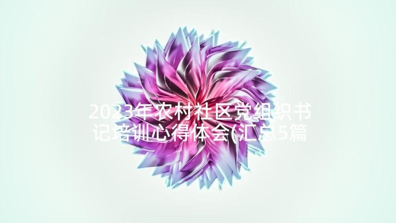 2023年农村社区党组织书记培训心得体会(汇总5篇)