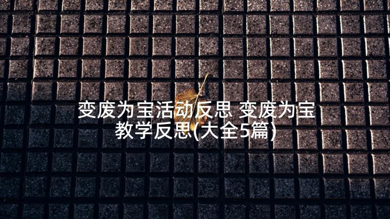 变废为宝活动反思 变废为宝教学反思(大全5篇)