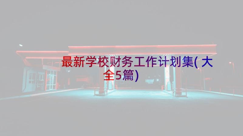 最新学校财务工作计划集(大全5篇)