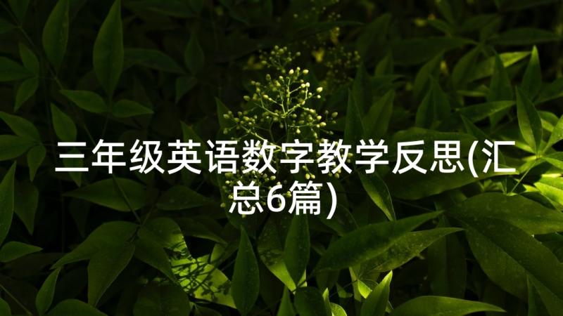 三年级英语数字教学反思(汇总6篇)