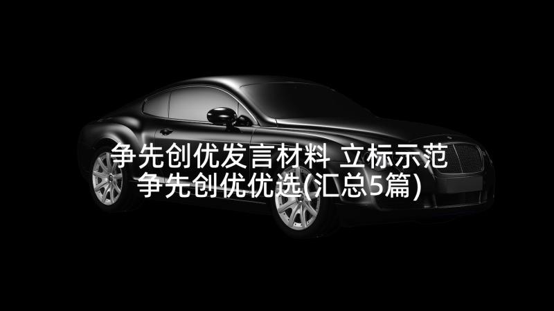 争先创优发言材料 立标示范争先创优优选(汇总5篇)