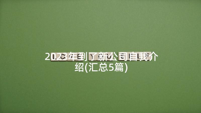 2023年到了新公司自我介绍(汇总5篇)