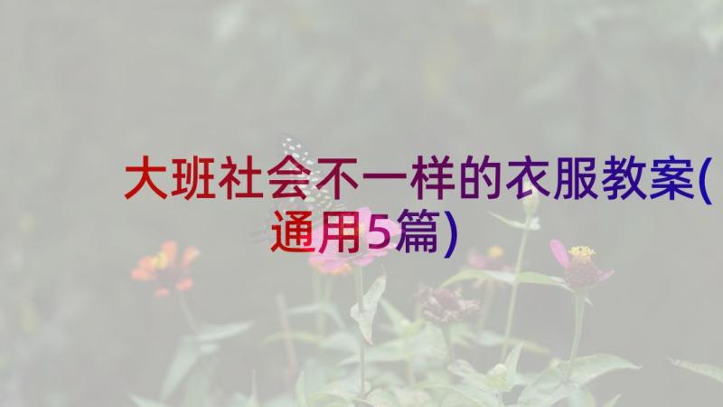 大班社会不一样的衣服教案(通用5篇)