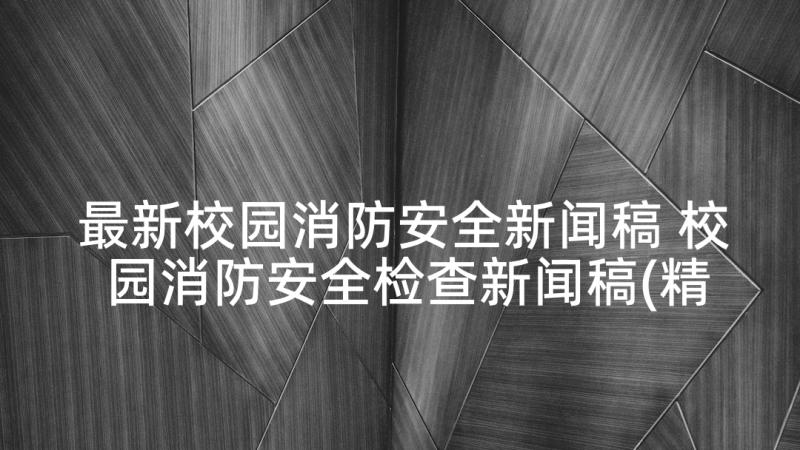 最新校园消防安全新闻稿 校园消防安全检查新闻稿(精选8篇)