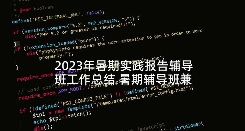 2023年暑期实践报告辅导班工作总结 暑期辅导班兼职老师社会实践报告(汇总5篇)