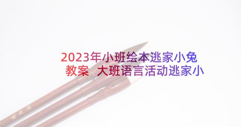 2023年小班绘本逃家小兔教案 大班语言活动逃家小兔教案(实用5篇)