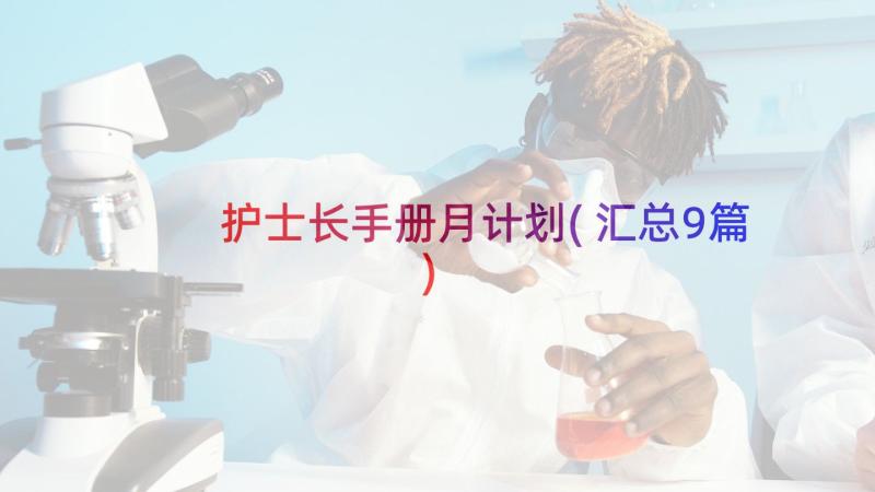 护士长手册月计划(汇总9篇)