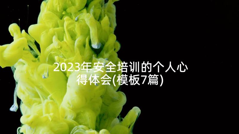 2023年安全培训的个人心得体会(模板7篇)