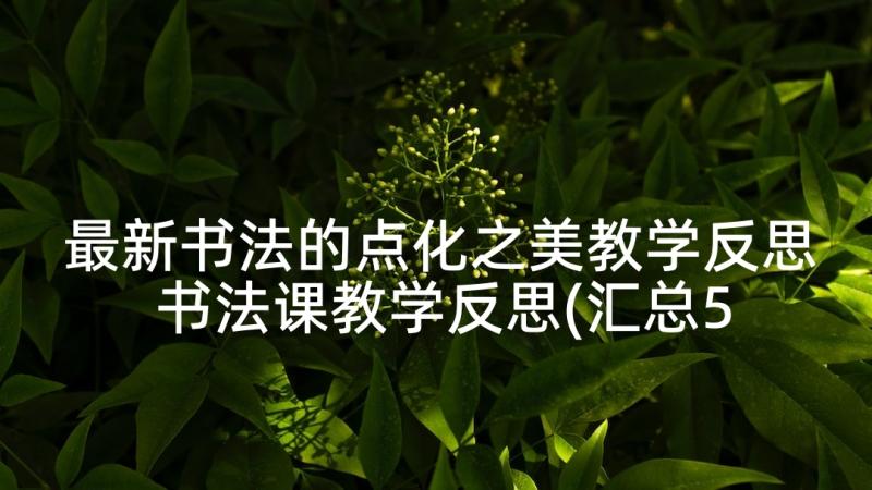 最新书法的点化之美教学反思 书法课教学反思(汇总5篇)