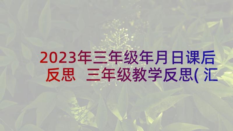 2023年三年级年月日课后反思 三年级教学反思(汇总9篇)