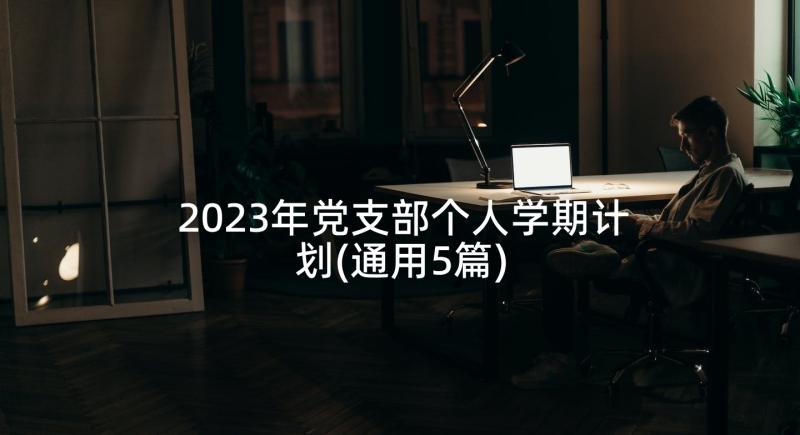 2023年党支部个人学期计划(通用5篇)