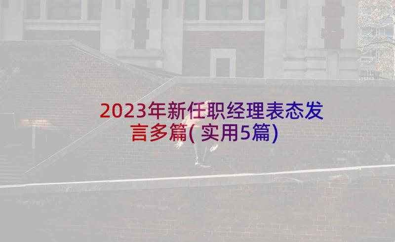 2023年新任职经理表态发言多篇(实用5篇)