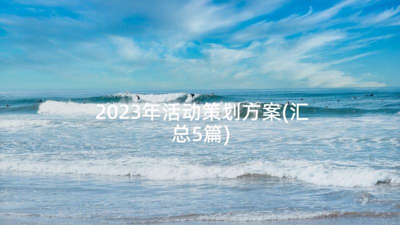 2023年活动策划方案(汇总5篇)