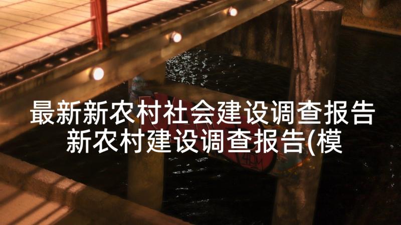 最新新农村社会建设调查报告 新农村建设调查报告(模板9篇)