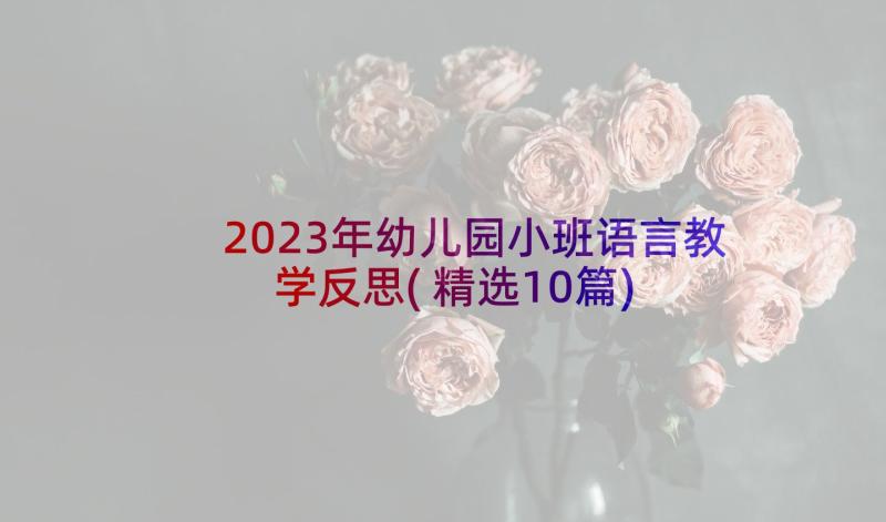 2023年幼儿园小班语言教学反思(精选10篇)