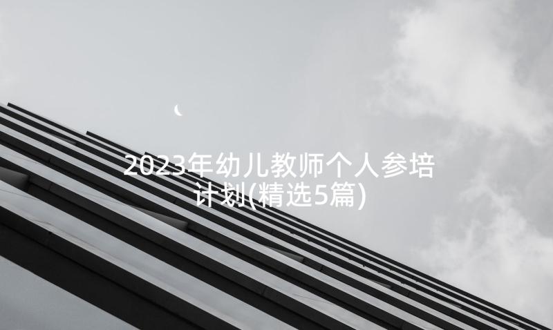 2023年幼儿教师个人参培计划(精选5篇)