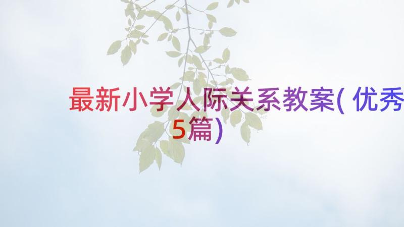 最新小学人际关系教案(优秀5篇)