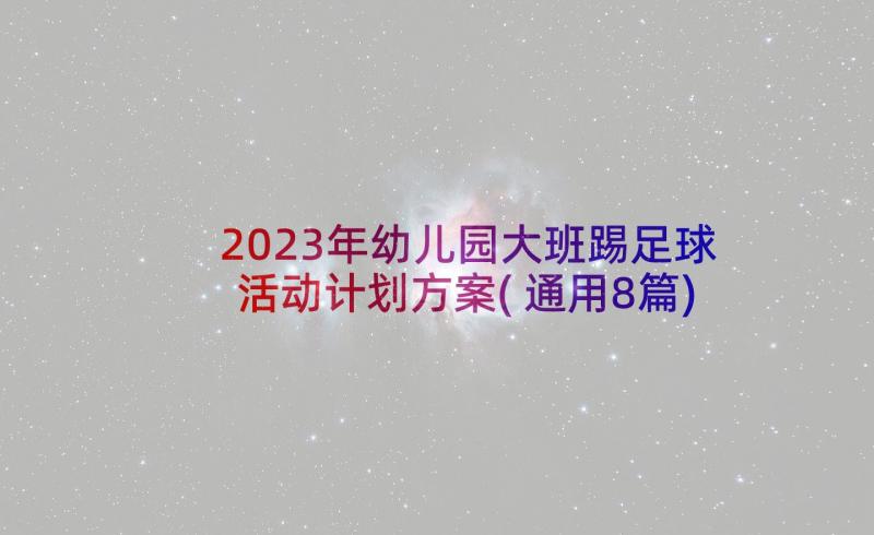 2023年幼儿园大班踢足球活动计划方案(通用8篇)