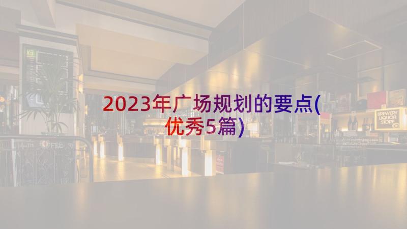 2023年广场规划的要点(优秀5篇)