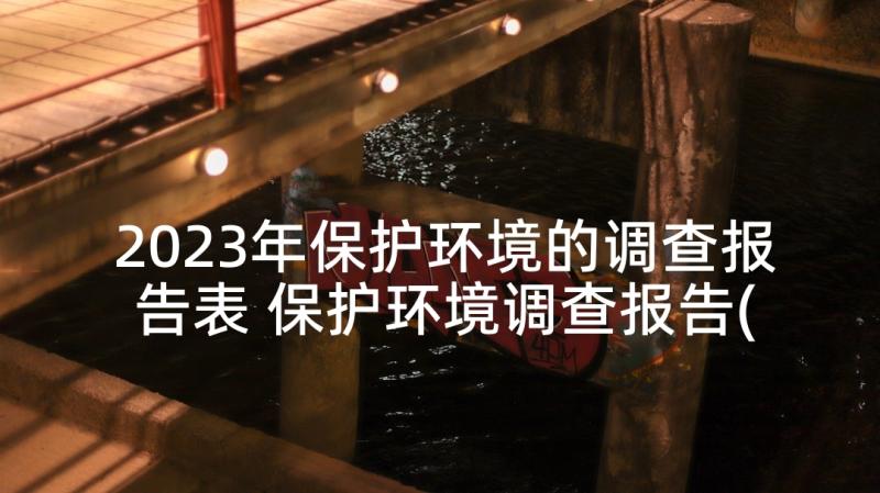 2023年保护环境的调查报告表 保护环境调查报告(优质8篇)