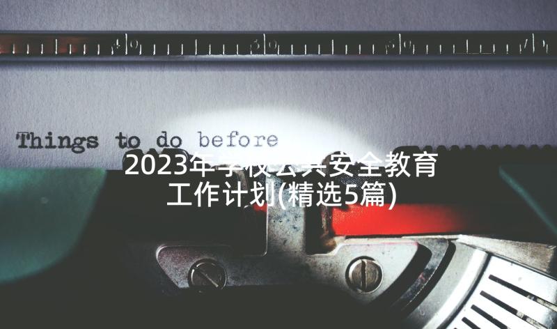 2023年学校公共安全教育工作计划(精选5篇)