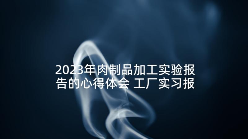 2023年肉制品加工实验报告的心得体会 工厂实习报告食品工厂实习报告心得(通用5篇)