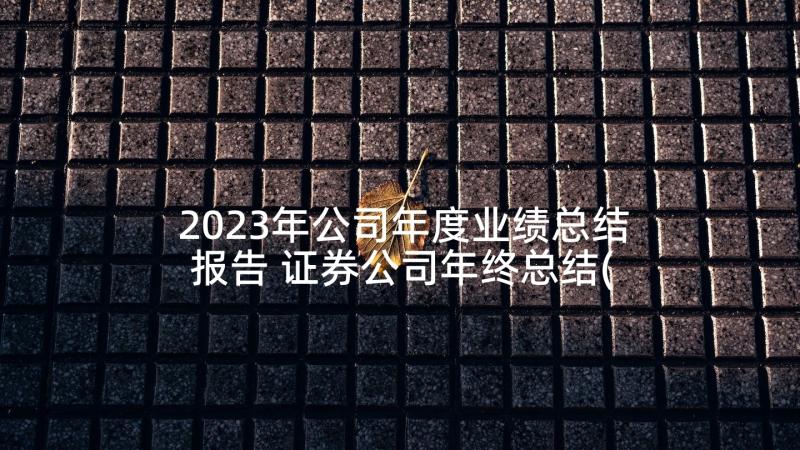 2023年公司年度业绩总结报告 证券公司年终总结(大全7篇)