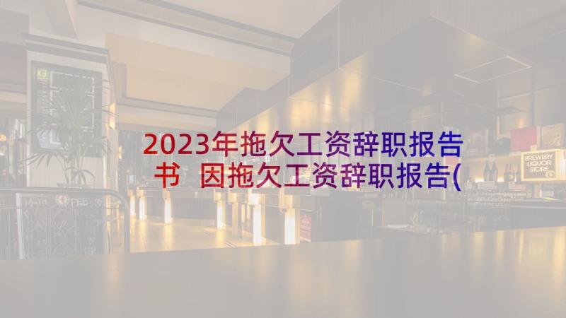 2023年拖欠工资辞职报告书 因拖欠工资辞职报告(精选8篇)