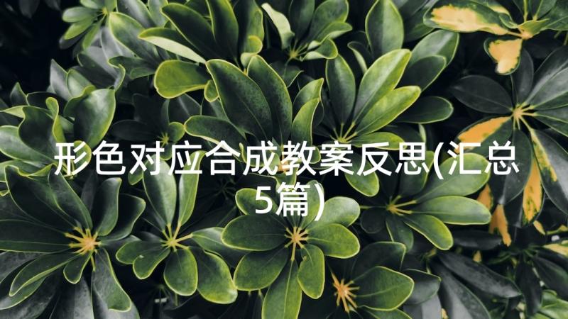 形色对应合成教案反思(汇总5篇)