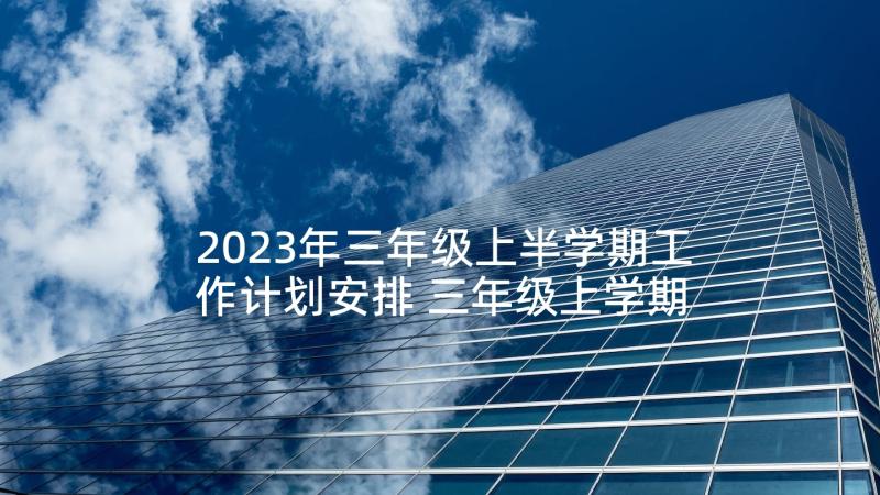 2023年三年级上半学期工作计划安排 三年级上学期工作计划(优质9篇)