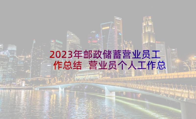 2023年邮政储蓄营业员工作总结 营业员个人工作总结(优质5篇)