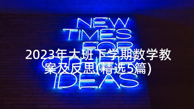 2023年大班下学期数学教案及反思(精选5篇)