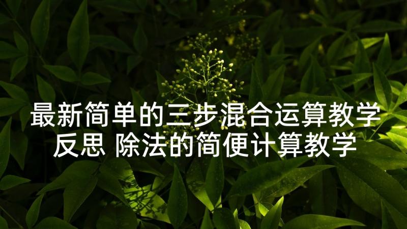 最新简单的三步混合运算教学反思 除法的简便计算教学反思(汇总5篇)