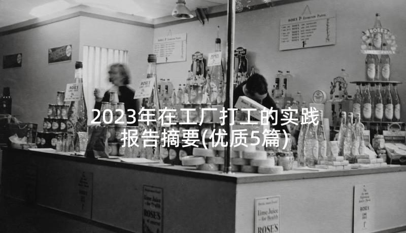 2023年在工厂打工的实践报告摘要(优质5篇)