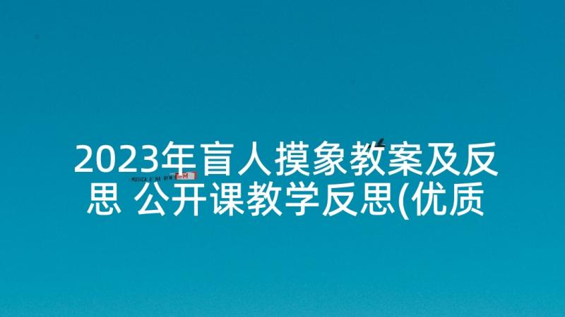 2023年盲人摸象教案及反思 公开课教学反思(优质8篇)