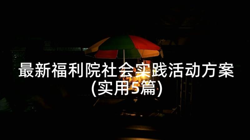 最新福利院社会实践活动方案(实用5篇)